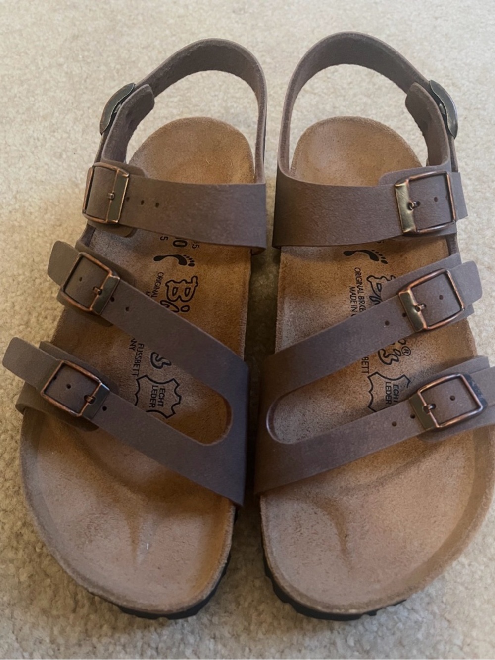 Birki’s Birkenstock Brown 3 Strap Backstrap Sandals Size 36 US 5 Comfort Footbed